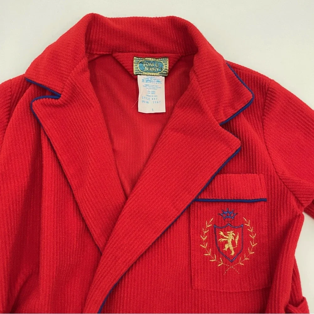 Vintage Tom & Jerry Robe‎ Child's Red Bathrobe Girl Boy Kid Size 5 Bath Belted
